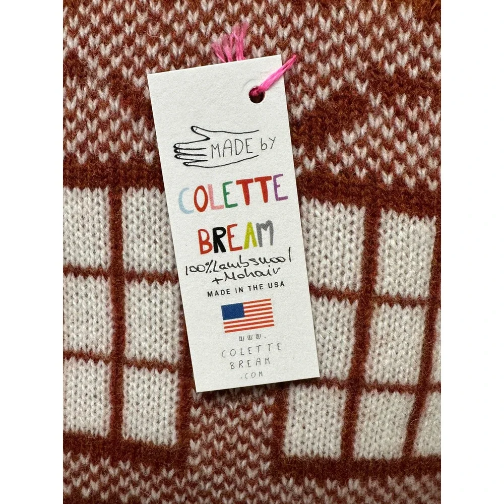 VTG Colette Bream‎ Knit Brownstone Pillow Brown Lambswool Mohair Townhouse NWT